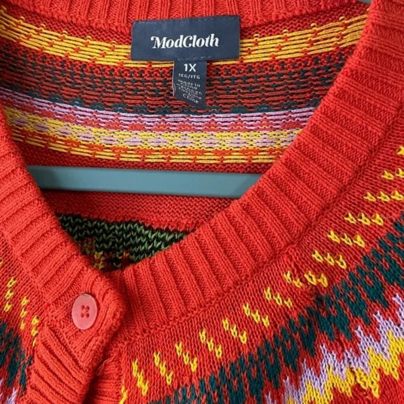 NWT 🐈‍⬛ Witchy cat fair isle cardigan - halloween orange - Picture 3 of 12